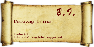 Belovay Irina névjegykártya